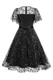 Morelowy Z Cekinami Liść Haftowana Siatkowa Nakładka Elegancka Sukienka W Stylu Vintage