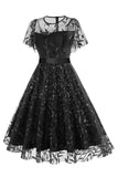 Morelowy Z Cekinami Liść Haftowana Siatkowa Nakładka Elegancka Sukienka W Stylu Vintage
