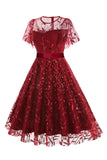 Morelowy Z Cekinami Liść Haftowana Siatkowa Nakładka Elegancka Sukienka W Stylu Vintage