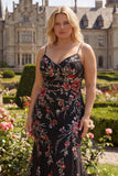 syrena z ramiączkami spaghetti, długa sukienka na bal plus size z sznurowaną na plecach