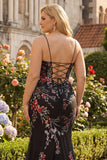 syrena z ramiączkami spaghetti, długa sukienka na bal plus size z sznurowaną na plecach