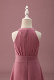 Desert Rose Halter Szyfon High Low Junior Sukienka dla druhen