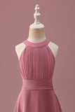 Desert Rose Halter Szyfon High Low Junior Sukienka dla druhen