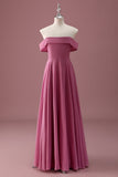 Desert Rose Off the Shoulder Szyfon A Line Młodsza Sukienka Druhny