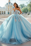 Kochanie Sky Blue Tiulowa suknia balowa bez ramiączek Quinceanera Sukienka