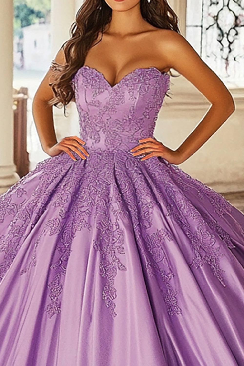 Fioletowa suknia balowa bez ramiączek Sweetheart Quinceanera Dress