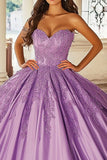 Fioletowa suknia balowa bez ramiączek Sweetheart Quinceanera Dress