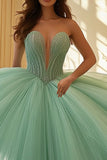 Miętowa sukienka Sweetheart Tiulowa Koronkowa Sukienka Quinceanera