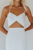 Bawełniana biała linia Spaghetti na ramiączkach Bodycon Graduation Dress