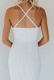 Bawełniana biała linia Spaghetti na ramiączkach Bodycon Graduation Dress