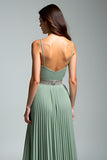 Dusty Sage Ruched Spaghetti Paski A Line Formalna Sukienka