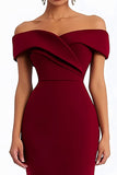 Bordowa Sheath Off the Shoulder Długa Sukienka Wizytowa