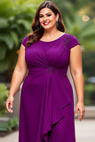 Fioletowa Szyfon Plus Size Długa Sukienki Na Wesele z Aplikacjami