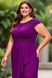 Fioletowa Szyfon Plus Size Długa Sukienki Na Wesele z Aplikacjami