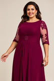 Burgundia Plus Size Szyfon Długa Sukienki Na Wesele z Rękawy