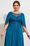 Paw Plus Size Szyfon Długa Sukienki Na Wesele z Koronki