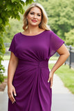 Fioletowa Szyfon Plisowana Plus Size Długa Sukienka Na Wesele