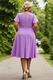 Liliowy Kształcie Litery A Szyfon Plus Size Midi Sukienki Na Wesele