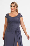 Zmierzch Plus Size Szyfon Długa Sukienki Na Wesele z Rozcięciem