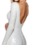 Błyszcząca biała krótka sukienka bodycon z dekoltem w serek