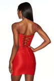 Pomarańczowa sukienka na cienkie ramiączka Bodycon Mini Homecoming