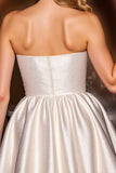 Ivory Satin A Line Krótka Sukienka Na Powrót Do Domu