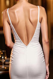 Kość słoniowa Spaghetti na ramiączkach Bodycon Sukienka Na Powrót Do Domu