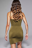 Wojskowa zieleń bodycon spaghetti sukienka na ramiączka powrotu do domu
