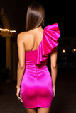 Sukienka na jedno ramię z falbankami bodycon fuksja Homecoming
