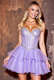 Fioletowa sukienka z koralikami A Line Sweetheart Homecoming
