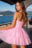 Halter Tiered A Line Homecoming Dress Z Cekinami