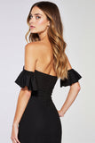krótka sukienka bodycon bez ramiączek z rękawami