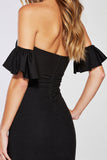 krótka sukienka bodycon bez ramiączek z rękawami