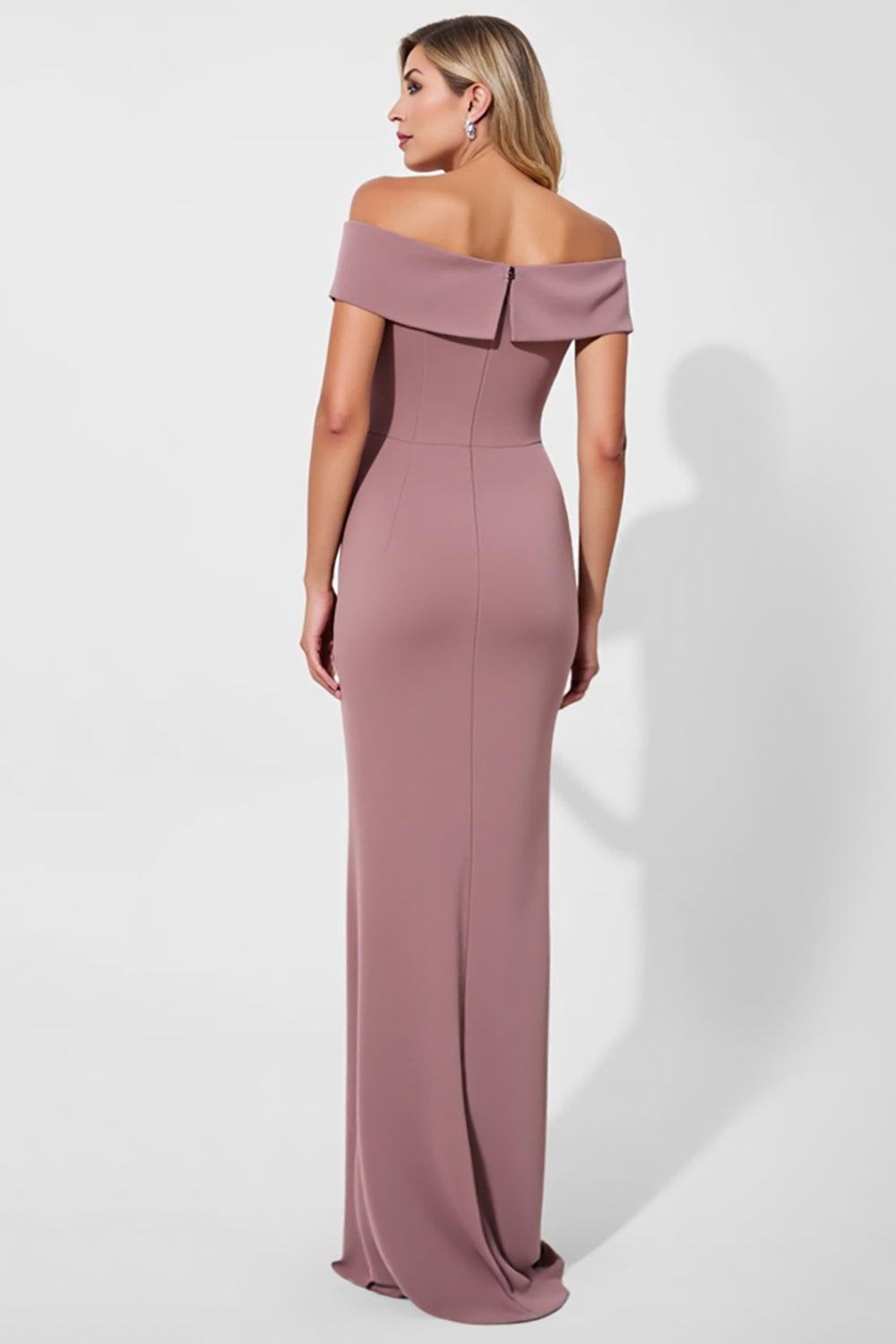 Vintage Mauve Mermaid Satyna Długa Sukienka Matki Panny Młodej Z Szarfą