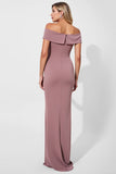 Vintage Mauve Mermaid Satyna Długa Sukienka Matki Panny Młodej Z Szarfą