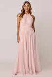 Halter Candy Pink A Line Sukienka dla druhny bez rękawów