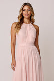 Halter Candy Pink A Line Sukienka dla druhny bez rękawów