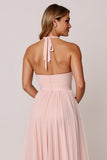 Halter Candy Pink A Line Sukienka dla druhny bez rękawów