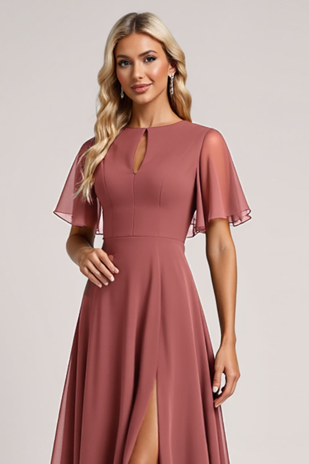 Vintage Mauve A Line Szyfonowa sukienka dla druhny
