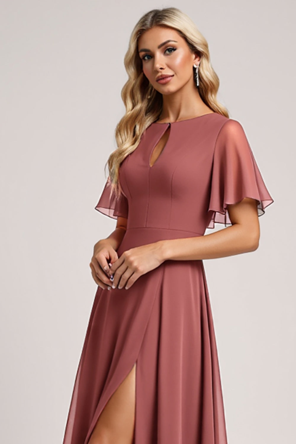 Vintage Mauve A Line Szyfonowa sukienka dla druhny