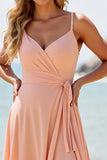 Sunset Chiffon A Line Długa Sukienka Druhny Z Rozcięciem