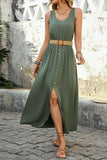 Letnia sukienka Army Green A Line z paskiem