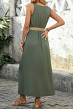 Letnia sukienka Army Green A Line z paskiem