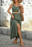 Letnia sukienka Army Green A Line z paskiem
