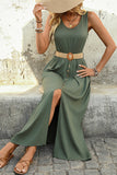 Letnia sukienka Army Green A Line z paskiem