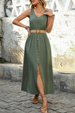 Letnia sukienka Army Green A Line z paskiem