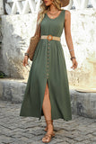 Letnia sukienka Army Green A Line z paskiem