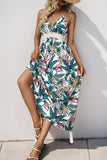 Zielona letnia sukienka w kwiaty Halter A Line