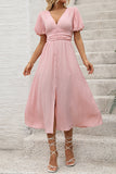 Letnia sukienka Blush A Line Z Dekoltem W Szpic