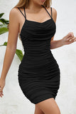 Bodycon Satynowa Sukienka Koktajlowa Z Marszczeniami